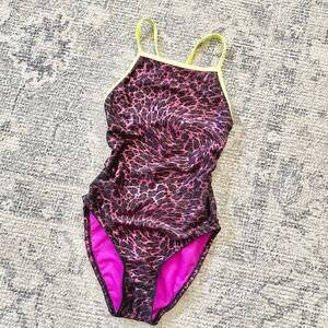 The Finals one piece swimsuit iridescent swirl print bathing suit